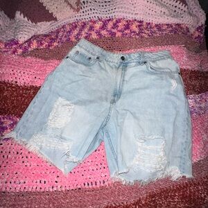 H&M Light Blue Distressed Jean Shorts